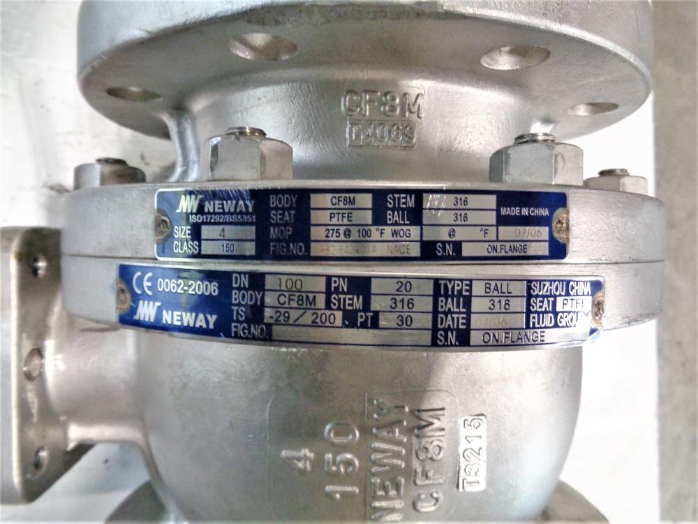 Neway 4" 150# CF8M 2-Piece Ball Valve, NACE, Fig#FB2-F40R01A